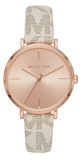Michael Kors Jayne Three Hand Rose Gold Dial White Leather Strap Watch For Women - MK7128 Authentic Buy Shop Now