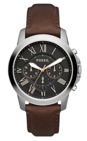 Fossil Grant Chronograph Black Dial Brown Leather Strap Watch for Men - FS4813 Authentic Buy Shop Now