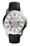 Fossil Grant Automatic Skeleton White Dial Black Leather Strap Watch for Men - ME3101 Authentic Buy Shop Now