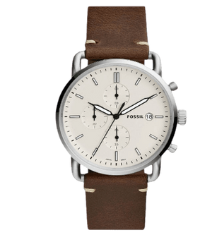 Fossil The Commuter White Dial Brown Leather Strap Watch for Men - FS5402 Authentic Buy Shop Now