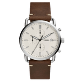 Fossil The Commuter White Dial Brown Leather Strap Watch for Men - FS5402 Authentic Buy Shop Now