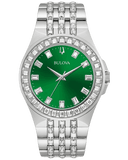 Bulova Phantom Classic Baguette Green Dial Silver Steel Strap Watch for Men - 96A253 Authentic Buy Shop Now