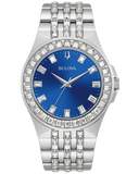 Bulova Phantom Baguette Crystal Blue Dial Silver Steel Strap Watch for Men - 96A254 Authentic Buy Shop Now