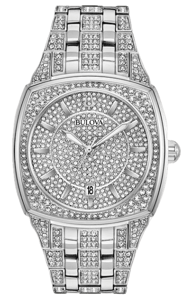Bulova Phantom Swarovski Crystal Pave Silver Dial Silver Steel Strap Watch for Men - 98B296 Authentic Buy Shop Now