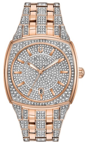 Bulova Phantom Crystal Silver Dial Two Tone Steel Strap Watch for Men - 98B324 Authentic Buy Shop Now