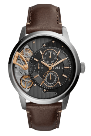 Fossil Townsman Automatic Black Dial Brown Leather Strap Watch for Men - ME1163 Authentic Buy Shop Now