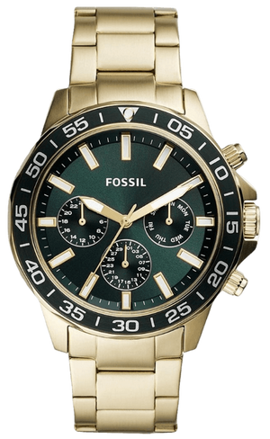 Fossil Bannon Multifunction Chronograph Green Dial Gold Steel Strap Watch for Men - BQ2493 Authentic Buy Shop Now