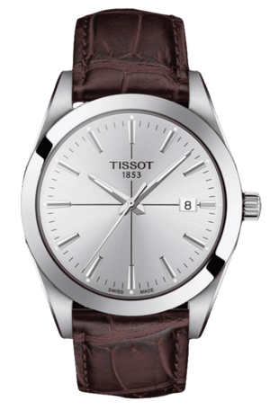 Tissot Gentlemen Silver Dial Brown Leather Strap Watch for Men - T127.410.16.031.01 Authentic Buy Shop Now