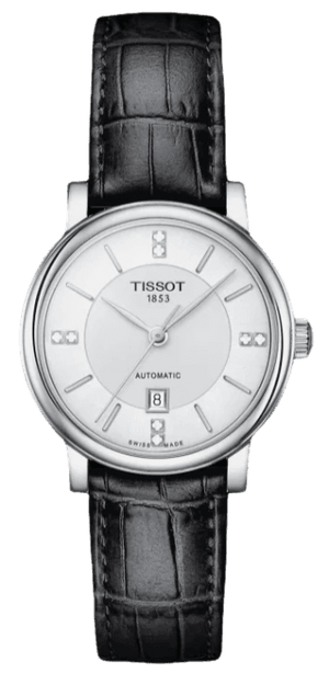 Tissot Carson Premium Lady Born to Be Brace Special Edition Silver Dial Black Leather Strap Watch for Women - T122.207.16.036.00 Authentic Buy Shop Now