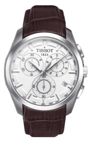 Tissot Couturier Chronograph White Dial Brown Leather Strap Watch For Men - T035.617.16.031.00 Authentic Buy Shop Now