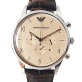 Emporio Armani Classic Chronograph Cream Dial Brown Leather Strap Watch For Men - AR1878 Authentic Buy Shop Now