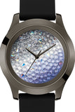 Guess Crush Crystals Silver Dial Black Rubber Strap Watch for Women - W1223L4 Authentic Buy Shop Now