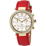 Michael Kors Parker Chronograph White Dial Pink Leather Strap Watch for Women - MK2297 Authentic Buy Shop Now