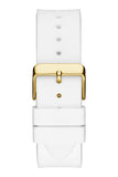 Guess Baguette Crystals Gold Dial White Silicone Strap Watch For Men - GW0208G3 Authentic Buy Shop Now
