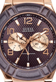 Guess Rigor Analog Brown Dial Brown Leather Strap Watch For Men - W0040G3 Authentic Buy Shop Now