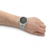 Michael Kors Brecken Chronograph Green Dial Silver Steel Strap Watch For Men - MK8984 Authentic Buy Shop Now