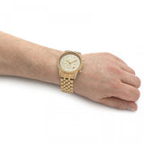 Michael Kors Hutton Chronograph Gold Dial Gold Steel Strap Watch For Men - MK8953 Authentic Buy Shop Now