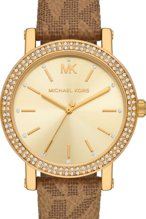 Michael Kors Quartz Gold Dial Brown Leather Strap Watch For Women - MKO1026 Authentic Buy Shop Now
