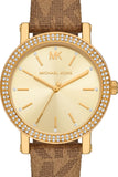 Michael Kors Quartz Gold Dial Brown Leather Strap Watch For Women - MKO1026 Authentic Buy Shop Now