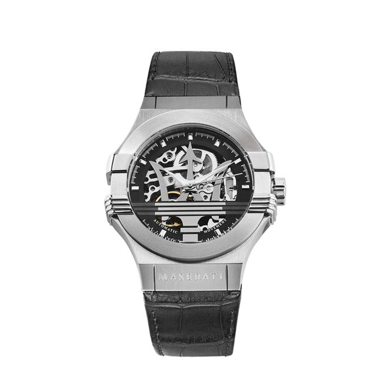 Maserati Potenza Automatic Black Dial Black Leather Strap Watch For Men - R8821108001 Authentic Buy Shop Now