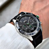 Lacoste Tiebreaker Chronograph Black Dial Black Silicone Strap Watch for Men - 2011152 Authentic Buy Shop Now