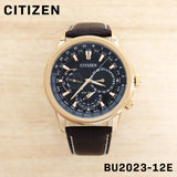 Citizen Eco Drive Calendrier Black Dial Brown Leather StrapWatch For Men - BU2023-12E Authentic Buy Shop Now