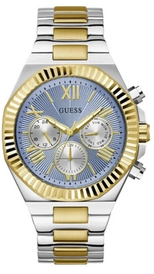Guess Equity Analog Blue Dial Two Tone Steel Strap Watch For Men - GW0703G3 Authentic Buy Shop Now