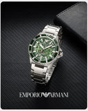 Emporio Armani Diver Automatic Green Dial Silver Steel Strap Watch For Men - AR60061 Authentic Buy Shop Now