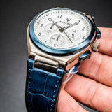 Maserati Triconic Chronograph White Dial Blue Leather Strap Watch For Men - R8871639001 Authentic Buy Shop Now