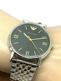 Emporio Armani Kappa Quartz Black Dial Two Tone Mesh Bracelet Watch For Men - AR11228 Authentic Buy Shop Now