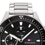 Tommy Hilfiger Larson Multifunction Black Dial Silver Steel Strap Watch For Men - 1791916 Authentic Buy Shop Now