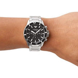 Emporio Armani Diver Chronograph Quartz Black Dial Silver Steel Strap Watch For Men - AR11360 Authentic Buy Shop Now