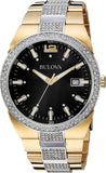 Bulova Crystal Black Dial Two Tone Steel Strap Watch for Men - 98B235 Authentic Buy Shop Now