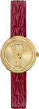 Versace Virtus Mini Quartz Gold Dial Red Leather Strap Watch For Women - VET300521 Authentic Buy Shop Now