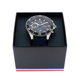 Tommy Hilfiger Larson Chronograph Blue Dial Blue Rubber Strap Watch For Men - 1791920 Authentic Buy Shop Now