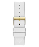Guess Queen Quartz Gold Dial White Silicone Strap Watch For Women - GW0536L2 Authentic Buy Shop Now