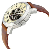Fossil Grant Automatic Beige Skeleton Dial Brown Leather Strap Watch for Men - ME3099 Authentic Buy Shop Now