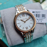 Michael Kors Mindy Three Hand White Dial Two Tone Steel Strap Watch For Women - MK7077 Authentic Buy Shop Now