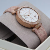 Michael Kors Parker Chronograph White Dial Pink Leather Strap Watch For Women - MK6935 Authentic Buy Shop Now
