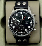 Fossil Retro Pilot Chronograph Black Dial Black Leather Strap Watch for Men - FS5806 Authentic Buy Shop Now