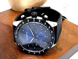 Emporio Armani Mario Chronograph Blue Dial Black Leather Strap Watch For Men - AR11522 Authentic Buy Shop Now