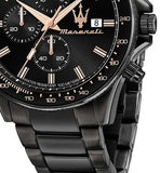 Maserati SFIDA Chronograph Black Dial Black Steel Strap Watch For Men - R8873640011 Authentic Buy Shop Now