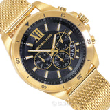Michael Kors Brecken Chronograph Black Dial Gold Mesh Strap Watch For Men - MK8867 Authentic Buy Shop Now