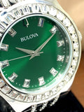 Bulova Phantom Classic Baguette Green Dial Silver Steel Strap Watch for Men - 96A253 Authentic Buy Shop Now