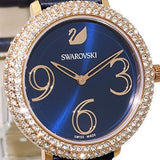 Swarovski Crystal Frost Blue Dial Blue Leather Strap Watch for Women - 5484061 Authentic Buy Shop Now