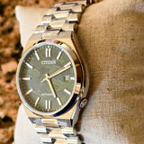 Citizen Tsuyosa Automatic Camouflage Green Dial Silver Steel Strap Watch For Men - NJ0159-86X Authentic Buy Shop Now