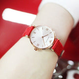 Emporio Armani Gianni T Bar Silver Dial Red Leather Strap Watch For Women - AR1876 Authentic Buy Shop Now
