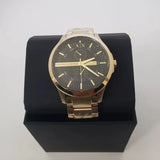 Armani Exchange Hampton Chronograph Black Dial Gold Steel Strap Watch For Men - AX2122 Authentic Buy Shop Now