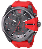 Diesel Mega Chief Chronograph Black Dial Red Silicone Strap Watch For Men - DZ4427 Authentic Buy Shop Now