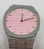 Gucci 25H Quartz Pink Dial Silver Steel Strap Watch for Women - YA163410 Authentic Buy Shop Now